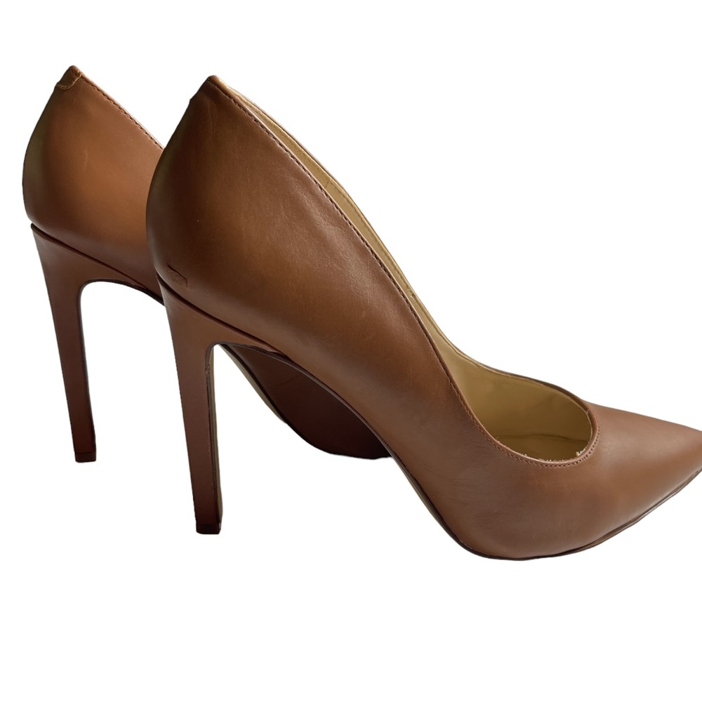 Nine West Tan Leather Pointed Toe Stiletto Pumps